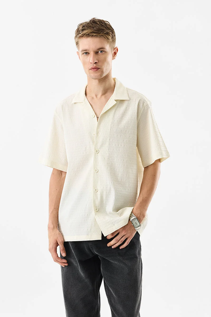 SNITCH Stretch Textured Box Fit Cuban Collar Shirt